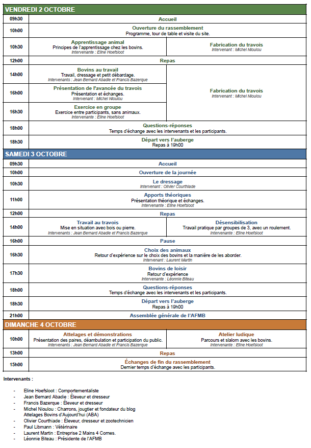 Le programme du Rassemblement des meneurs de bovins (66) 2026 1 Programme des activites 2026